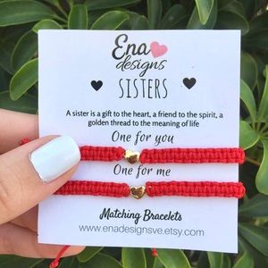 Matching Bracelets Red Sisters handmade